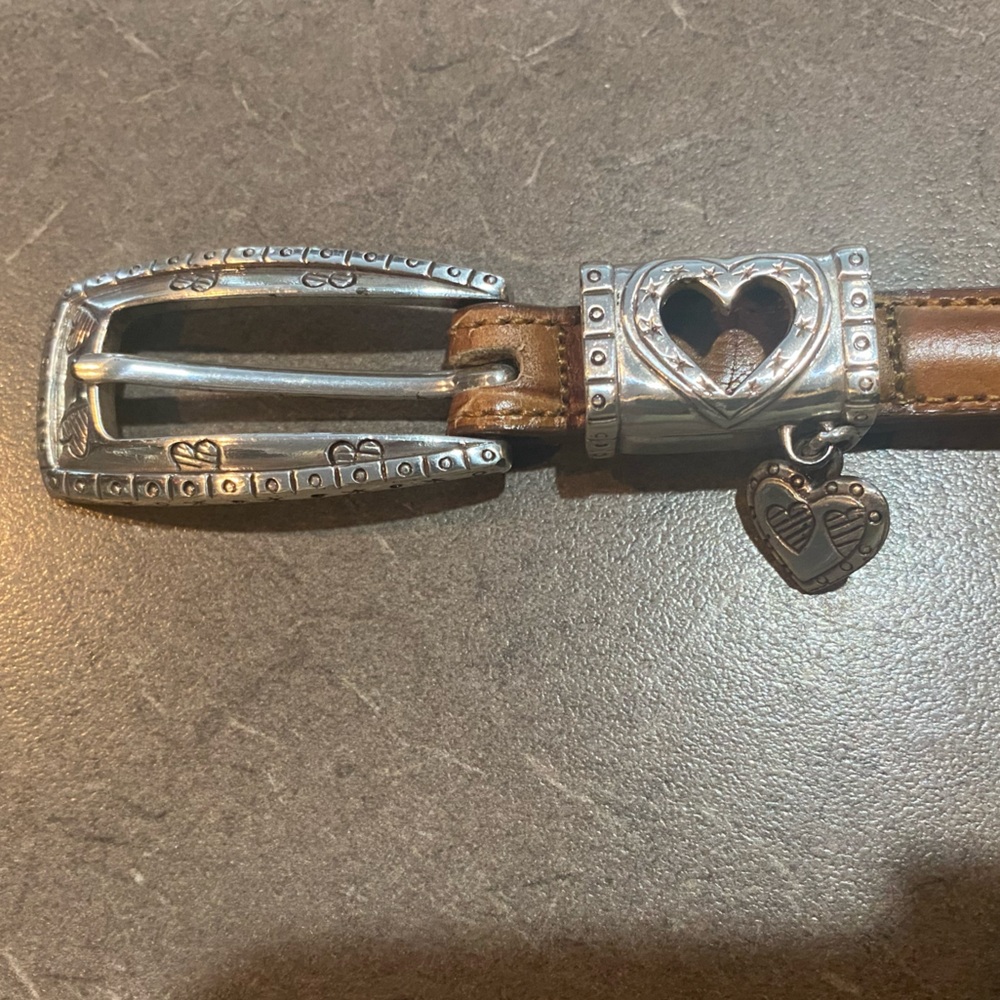 Brighton Brown Leather Belt with Silver Heart Buckle